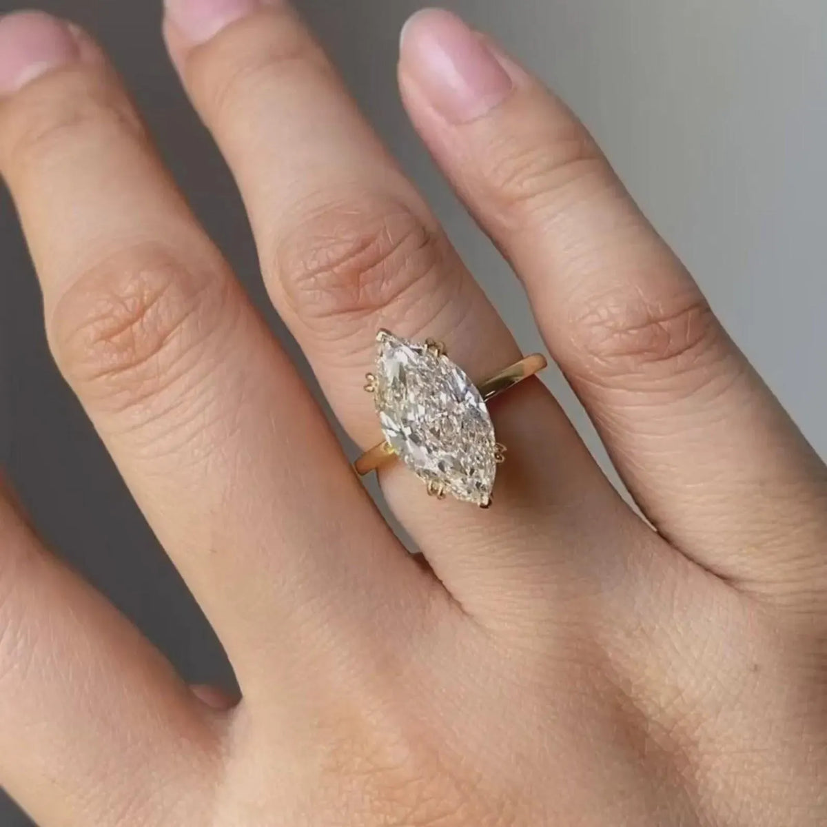 2.5 CT Marquise Cut Lab Grown Diamond Engagement Ring, Hidden Halo Double Claw Prong Setting Wedding Ring, Proposal Ring for Girlfriend