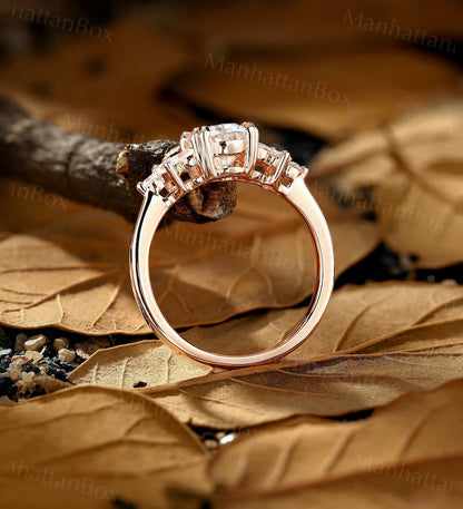 Moissanite Engagement Ring - Winter Nature Inspired Ring - Cluster Rings for Women