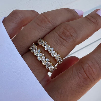 Multi Stone Ring, Diamond Wedding Band, Marquise Ring, Womens Gold Ring, Stacking Ring, Sterling Silver Ring, Promise Ring, Diamond Ring,