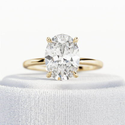 3 Carat Oval Cut E VVS2 Engagement Ring / Oval Lab Grown Diamond Ring / 14K or 18K Yellow Gold Ring / Thin Ring / Minimal Ring / Dainty Ring