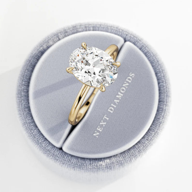 3 Carat Oval Cut E VVS2 Engagement Ring / Oval Lab Grown Diamond Ring / 14K or 18K Yellow Gold Ring / Thin Ring / Minimal Ring / Dainty Ring