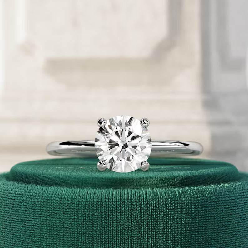 1 Carat E VVS2 Round Brilliant Lab Grown Diamond Engagement Ring / 14k Yellow Gold Minimalist 4 Prong Solitaire Ring / 14k Yellow Gold Ring