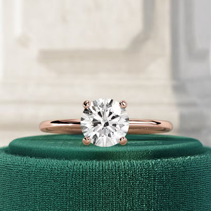 1 Carat E VVS2 Round Brilliant Lab Grown Diamond Engagement Ring / 14k Yellow Gold Minimalist 4 Prong Solitaire Ring / 14k Yellow Gold Ring
