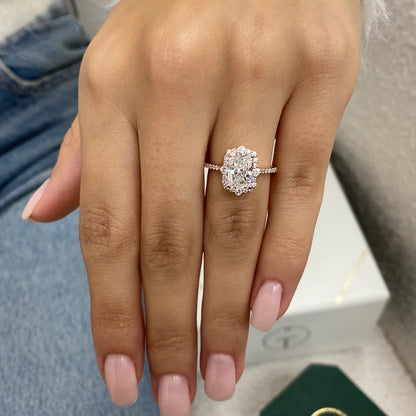 1.8ct E/VVS2 Radiant Cut Lab Created Diamond Proposal Ring 14K Rose Gold Setting Round Side Stones Cut