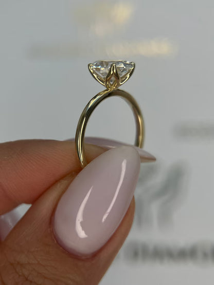 Tulip Design 1.5 Carat D color VVS1 Clarity Oval Excellent Cut Lab Grown Diamond Solitaire Engagement Ring 14k Yellow Gold