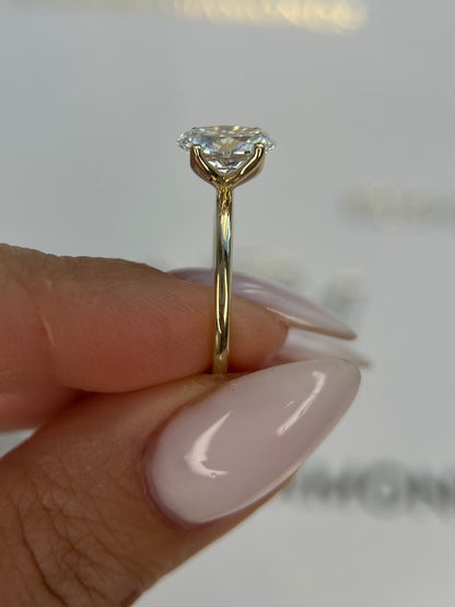 Tulip Design 1.5 Carat D color VVS1 Clarity Oval Excellent Cut Lab Grown Diamond Solitaire Engagement Ring 14k Yellow Gold