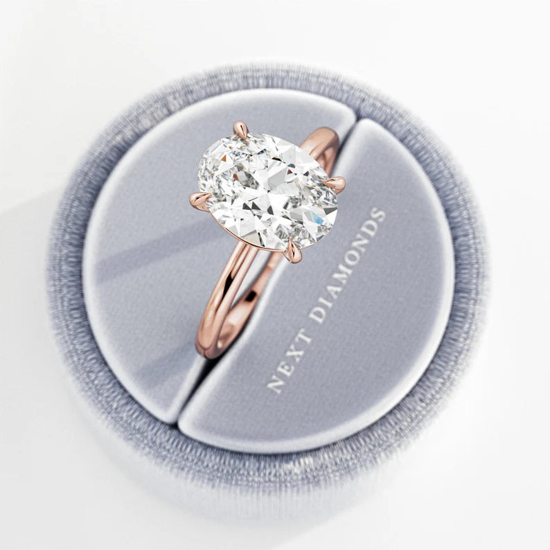3 Carat Oval Cut E VVS2 Engagement Ring / Oval Lab Grown Diamond Ring / 14K or 18K Yellow Gold Ring / Thin Ring / Minimal Ring / Dainty Ring