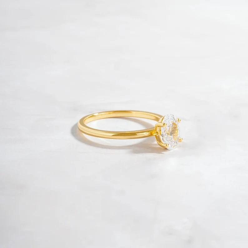 Oval Ring, CZ Ring, Promise Ring, Wedding Ring, Engagement Ring, Anniversary Ring, Diamond Ring, Cubic Zirconia Ring Gold Ring, Gift for Her