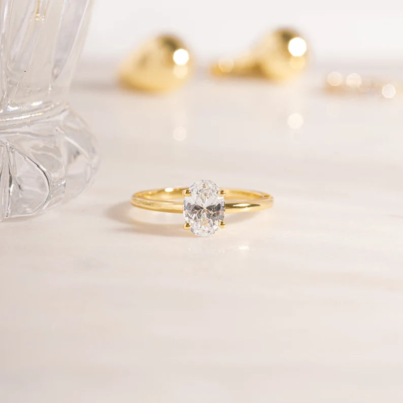 Oval Ring, CZ Ring, Promise Ring, Wedding Ring, Engagement Ring, Anniversary Ring, Diamond Ring, Cubic Zirconia Ring Gold Ring, Gift for Her