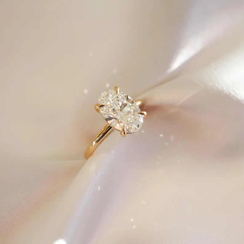2.55 Ct Oval Cut Moissanite Engagement Ring, Oval Cut Ring, Elongated Oval, Moissanite Engagement Ring, Ice Crushed Oval