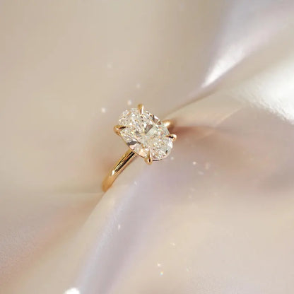 2.55 Ct Oval Cut Moissanite Engagement Ring, Oval Cut Ring, Elongated Oval, Moissanite Engagement Ring, Ice Crushed Oval