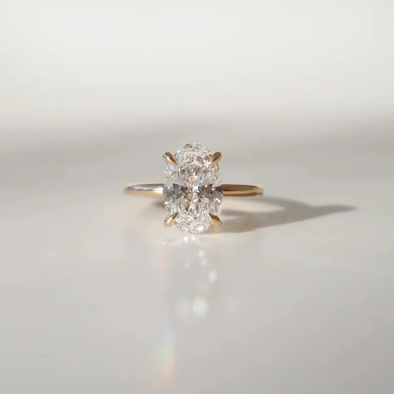 2.55 Ct Oval Cut Moissanite Engagement Ring, Oval Cut Ring, Elongated Oval, Moissanite Engagement Ring, Ice Crushed Oval