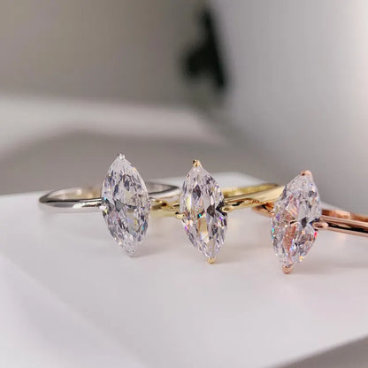 Marquise Engagement ring Gold Travel ring Unique Silver Promise ring Wedding ring Simulated diamond ring Solitaire diamond ring Gift for her