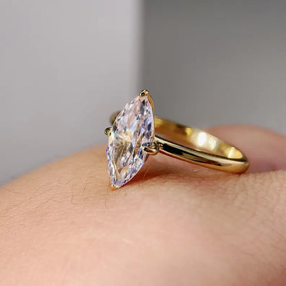 Marquise Engagement ring Gold Travel ring Unique Silver Promise ring Wedding ring Simulated diamond ring Solitaire diamond ring Gift for her
