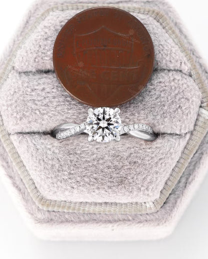 Vintage 1 Ct Lab Grown Diamond Engagement Ring: Yellow Gold Band, Twisted Diamond Wedding Ring, Bridal Promise Rings for Women