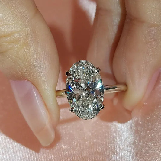 4 Carat lab grown Oval diamond engagement ring D VVS2 diamond ring with accent engagement ring, proposal ring promise Ring