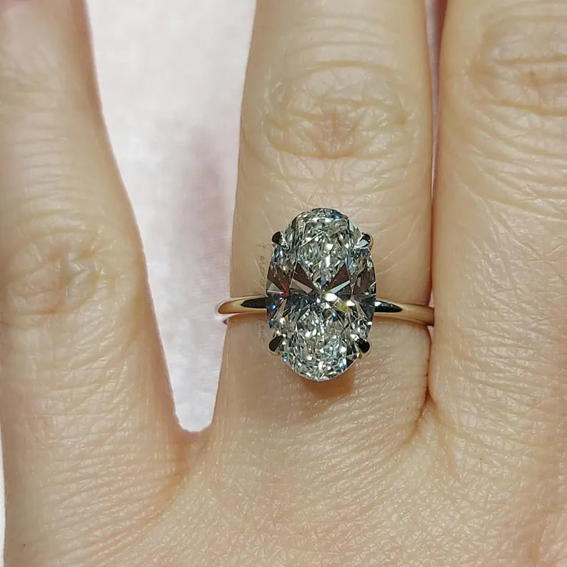 4 Carat lab grown Oval diamond engagement ring D VVS2 diamond ring with accent engagement ring, proposal ring promise Ring