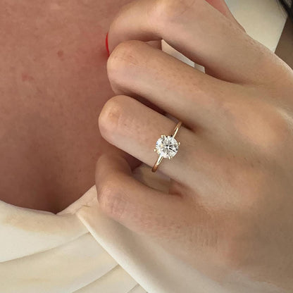 1 Carat E VVS2 Round Brilliant Lab Grown Diamond Engagement Ring / 14k Yellow Gold Minimalist 4 Prong Solitaire Ring / 14k Yellow Gold Ring