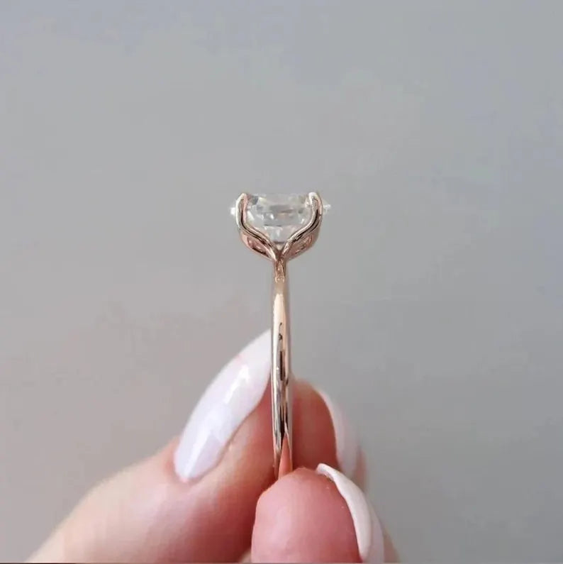 Oval Moissanite Engagement Ring Set: 925 Sterling Silver Bridal Set