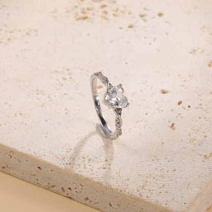 925 Sterling Silver Promise Heart Ring For Her, Custom Heart-Shaped Cubic Zirconia Ring Engagement Ring, Anniversary Ring,Valentine Day Gift