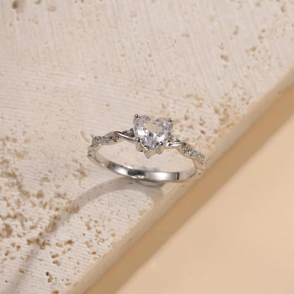 925 Sterling Silver Promise Heart Ring For Her, Custom Heart-Shaped Cubic Zirconia Ring Engagement Ring, Anniversary Ring,Valentine Day Gift