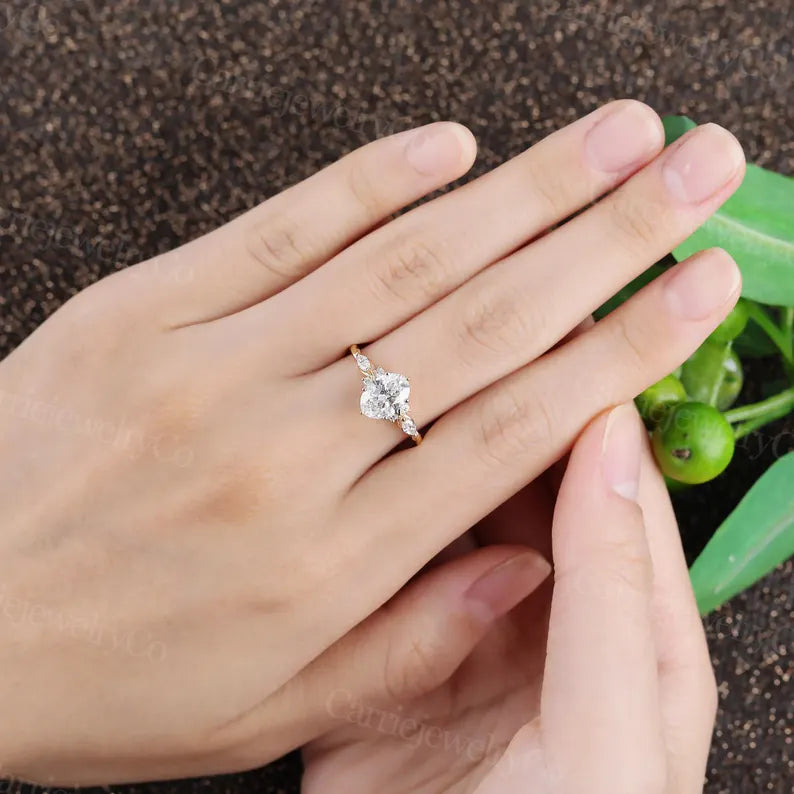 1 CT Lab grown diamond engagement ring Solid gold ring Oval cut lab diamond ring 3/4 eternity Twisted ring Anniversary gift