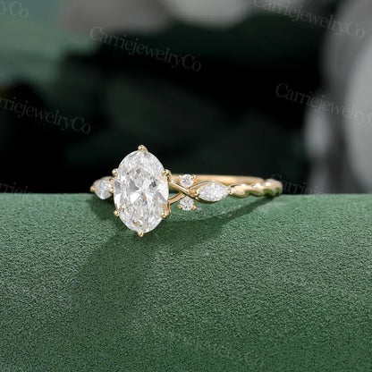 1 CT Lab grown diamond engagement ring Solid gold ring Oval cut lab diamond ring 3/4 eternity Twisted ring Anniversary gift