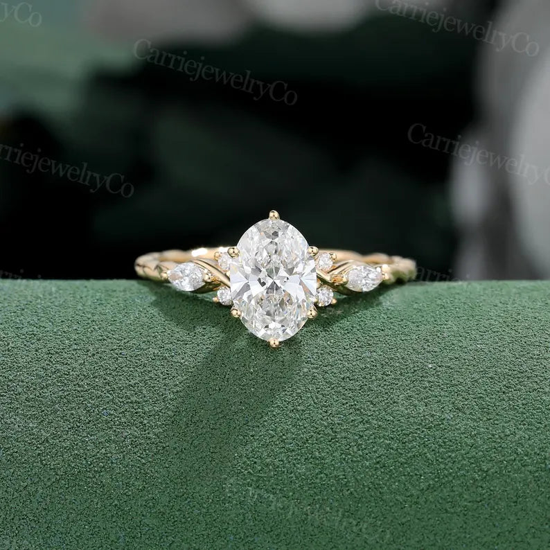 1 CT Lab grown diamond engagement ring Solid gold ring Oval cut lab diamond ring 3/4 eternity Twisted ring Anniversary gift