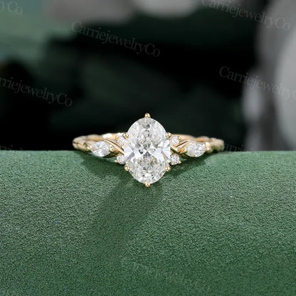 1 CT Lab grown diamond engagement ring Solid gold ring Oval cut lab diamond ring 3/4 eternity Twisted ring Anniversary gift