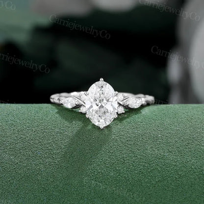 1 CT Lab grown diamond engagement ring Solid gold ring Oval cut lab diamond ring 3/4 eternity Twisted ring Anniversary gift