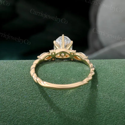 1 CT Lab grown diamond engagement ring Solid gold ring Oval cut lab diamond ring 3/4 eternity Twisted ring Anniversary gift