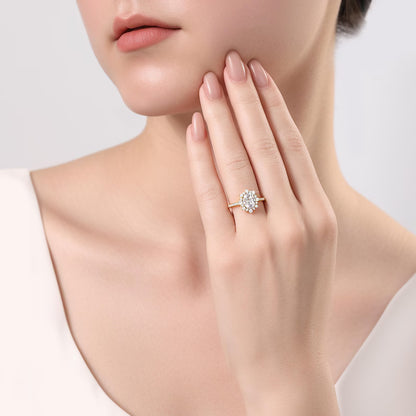 2.0ctw Gold Statement Ring, Moissanite Diamond Ring Engagement Ring Promise Ring Gold Wedding Ring Women Ring, Handmade Jewelry Gift for Her