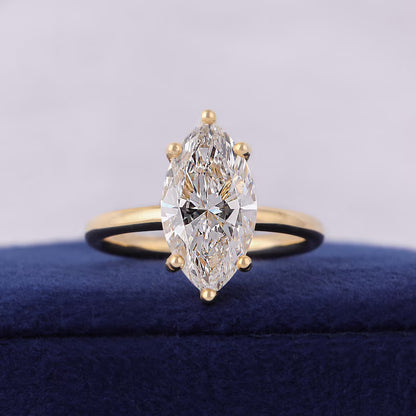 Marquise Cut Lab Grown Diamond Solitaire 10k Gold Engagement Ring
