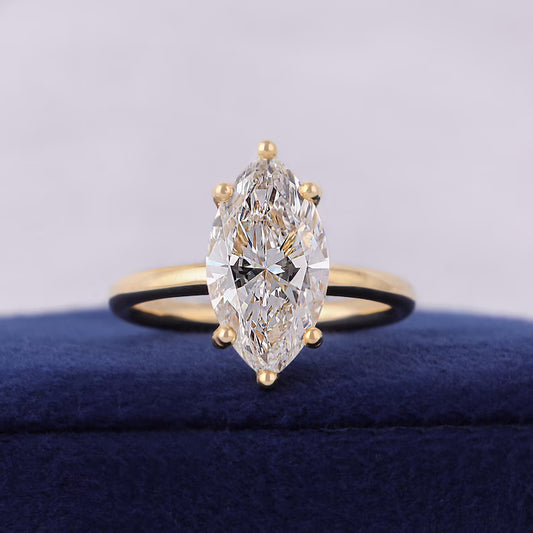 Marquise Cut Lab Grown Diamond Solitaire 10k Gold Engagement Ring