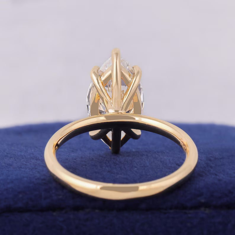 Marquise Cut Lab Grown Diamond Solitaire 10k Gold Engagement Ring
