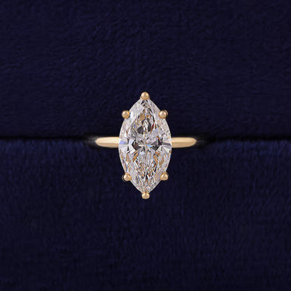 Marquise Cut Lab Grown Diamond Solitaire 10k Gold Engagement Ring