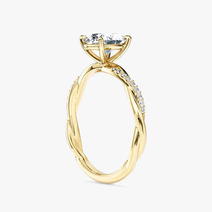 Oval Moissanite Engagement Ring, Twisted Pave Band, Lab Diamond Option