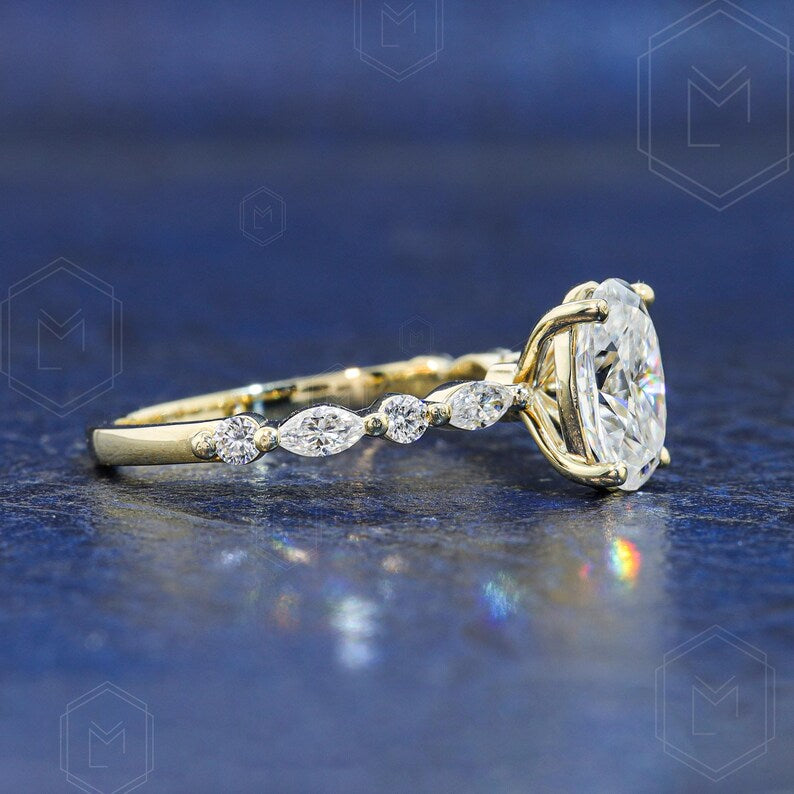 1.5 CT Oval Cut Moissanite Engagement Ring 14K Gold, Oval Solitaire Bridal Ring for Her