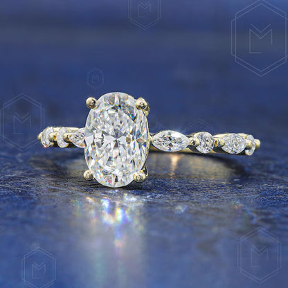 1.5 CT Oval Cut Moissanite Engagement Ring 14K Gold, Oval Solitaire Bridal Ring for Her
