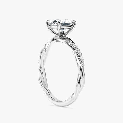 Oval Moissanite Engagement Ring, Twisted Pave Band, Lab Diamond Option