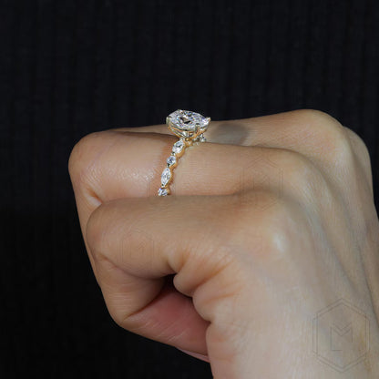 1.5 CT Oval Cut Moissanite Engagement Ring 14K Gold, Oval Solitaire Bridal Ring for Her