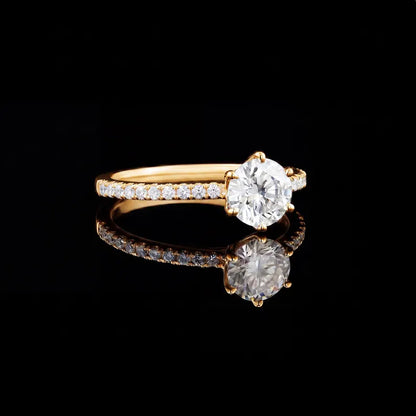 1.2ctw Gold Engagement Ring, Moissanite Diamond Ring Promise Ring Statement Ring Gold Wedding Ring Women Ring, Handmade Jewelry Gift for Her