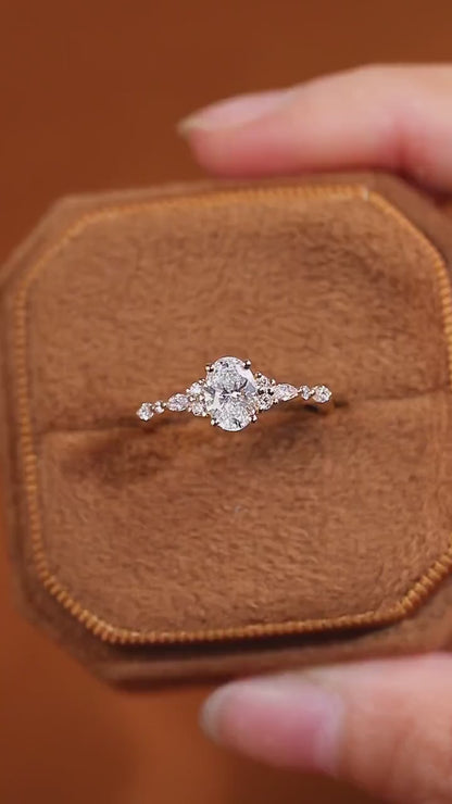 Diamond Engagement Ring - Moissanite Wedding Ring - Vintage Rose Gold Ring