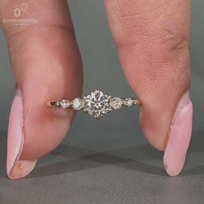 Dainty Round Lab Grown Diamond Promise Ring, Diamond Set in Claw Prongs, Diamond Engagement Ring for Women, Ring in Yellow, White, Rose Gold