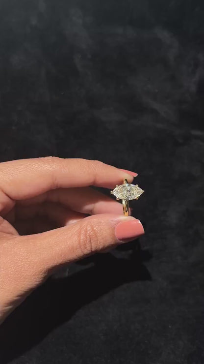 Marquise Cut Lab Grown Diamond Solitaire 10k Gold Engagement Ring