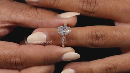 2.00Ct Oval Cut Lab Grown Diamond Engagement Ring,Side Marquise and Round Diamonds,Wedding Ring For Her,5 Stone Ring,Anniversary Ring