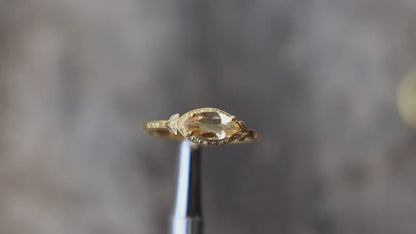 Genuine 14k Vermeil Citrine Ring ~ 925 Sterling Silver Wedding Anniversary Gift Ring For Women's ~ Handmade November Birthstone Dainty Ring