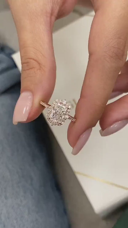 1.8ct E/VVS2 Radiant Cut Lab Created Diamond Proposal Ring 14K Rose Gold Setting Round Side Stones Cut