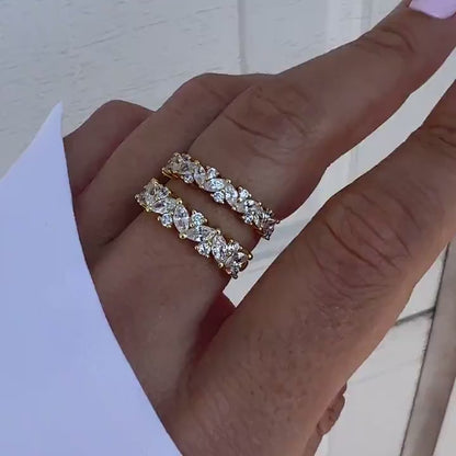 Multi Stone Ring, Diamond Wedding Band, Marquise Ring, Womens Gold Ring, Stacking Ring, Sterling Silver Ring, Promise Ring, Diamond Ring,