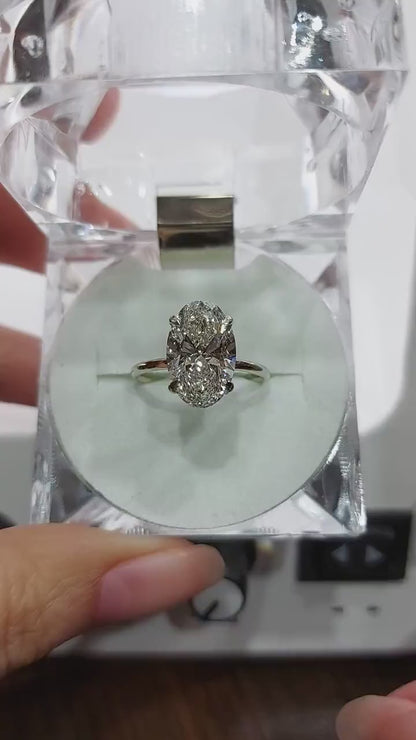 4 Carat lab grown Oval diamond engagement ring D VVS2 diamond ring with accent engagement ring, proposal ring promise Ring